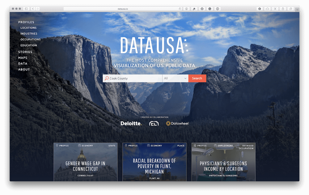 미국 공공 데이터 시각화 사이트 썸네일